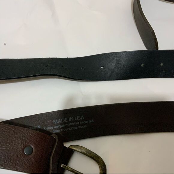 Justin Top Grain Leather Belt Size 42 Made In USA lot of 2 black & brown - Picture 10 of 11